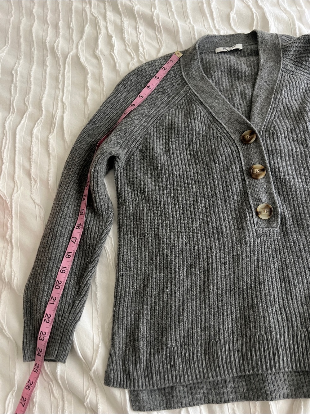 Madewell V-Neck Ribbed Button Sweater - Picture 5 of 9